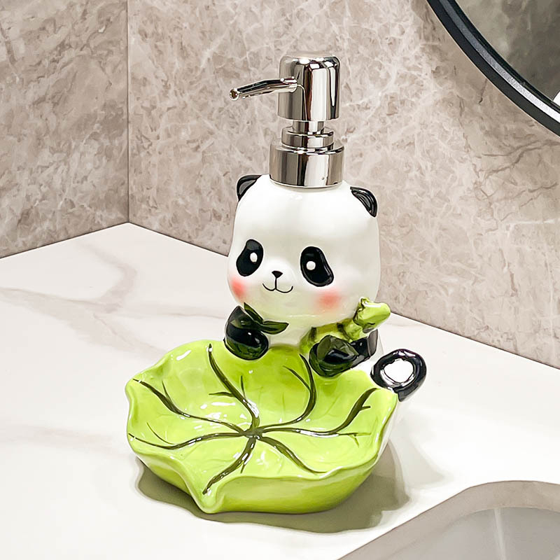 Керамична бутилка за дезинфекция на ръце с механизъм за натискане, глазуриран дизайн, стил лайт люкс, подходяща за баня и гел за душ