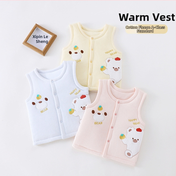 Laste puuvillane padi vest vooderduse, unisex, 0–12 kuu, sügis-talv, varrukatuta, karikatürimustriga