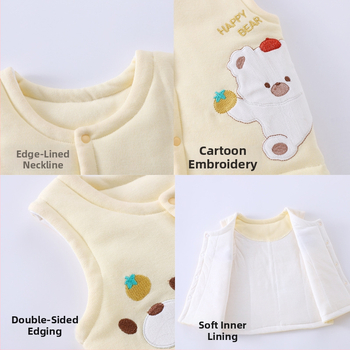 Laste puuvillane padi vest vooderduse, unisex, 0–12 kuu, sügis-talv, varrukatuta, karikatürimustriga