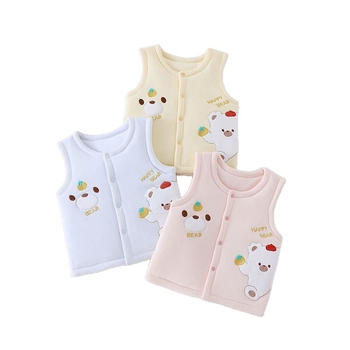 Γιλέκο μωρών από 100% βαμβάκι με επένδυση, unisex, 0–12 μηνών, φθινοπωρινό–χειμερινό, χωρίς μανίκια, με σχέδιο καρτούν