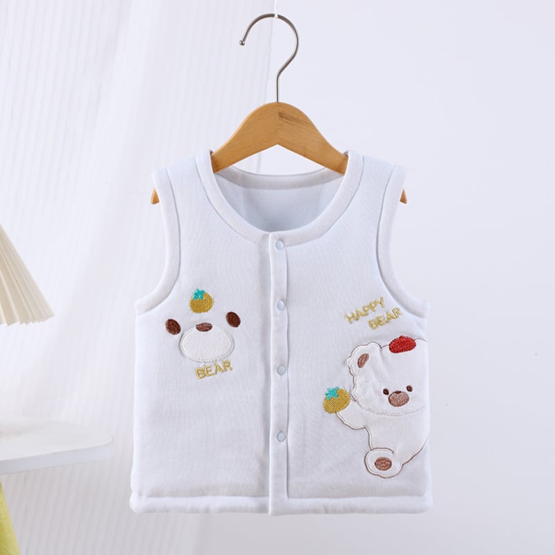 Γιλέκο μωρών από 100% βαμβάκι με επένδυση, unisex, 0–12 μηνών, φθινοπωρινό–χειμερινό, χωρίς μανίκια, με σχέδιο καρτούν