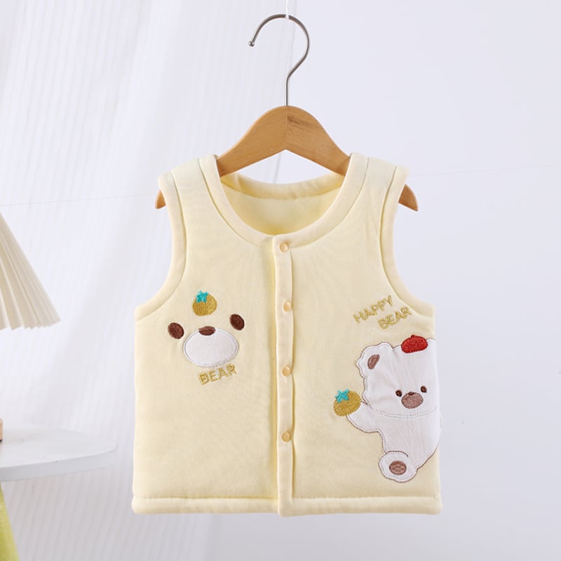 Γιλέκο μωρών από 100% βαμβάκι με επένδυση, unisex, 0–12 μηνών, φθινοπωρινό–χειμερινό, χωρίς μανίκια, με σχέδιο καρτούν