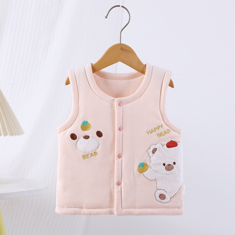 Γιλέκο μωρών από 100% βαμβάκι με επένδυση, unisex, 0–12 μηνών, φθινοπωρινό–χειμερινό, χωρίς μανίκια, με σχέδιο καρτούν