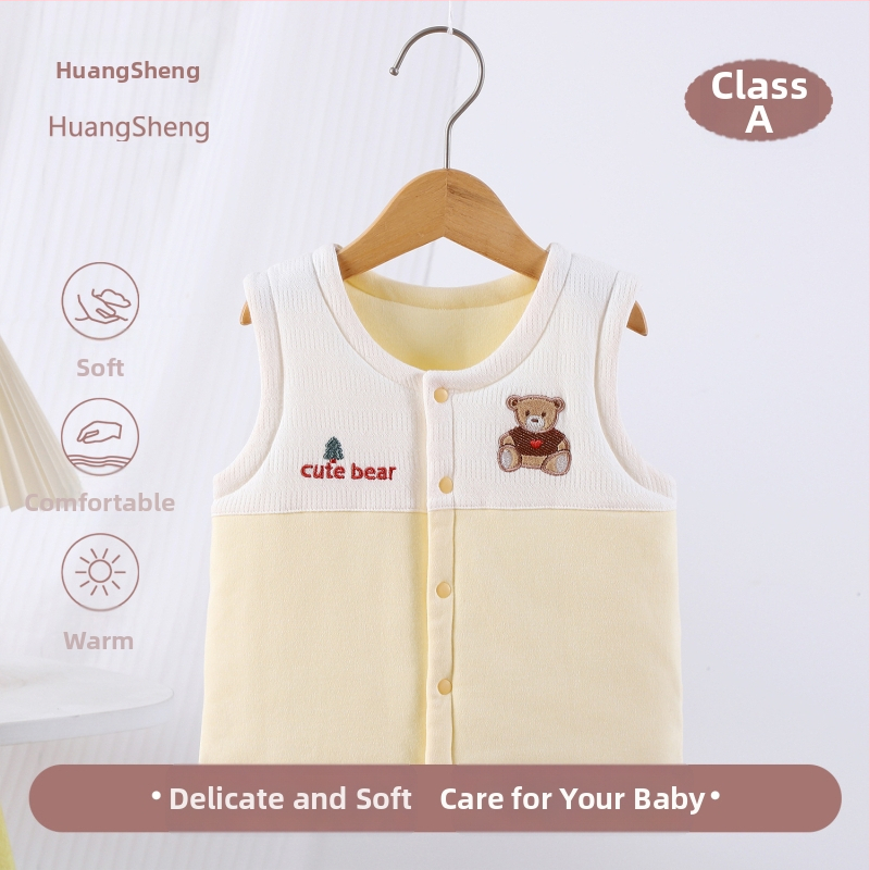 Laste puuvillane padi vest vooderduse, unisex, 0–12 kuu, sügis-talv, varrukatuta, karikatürimustriga