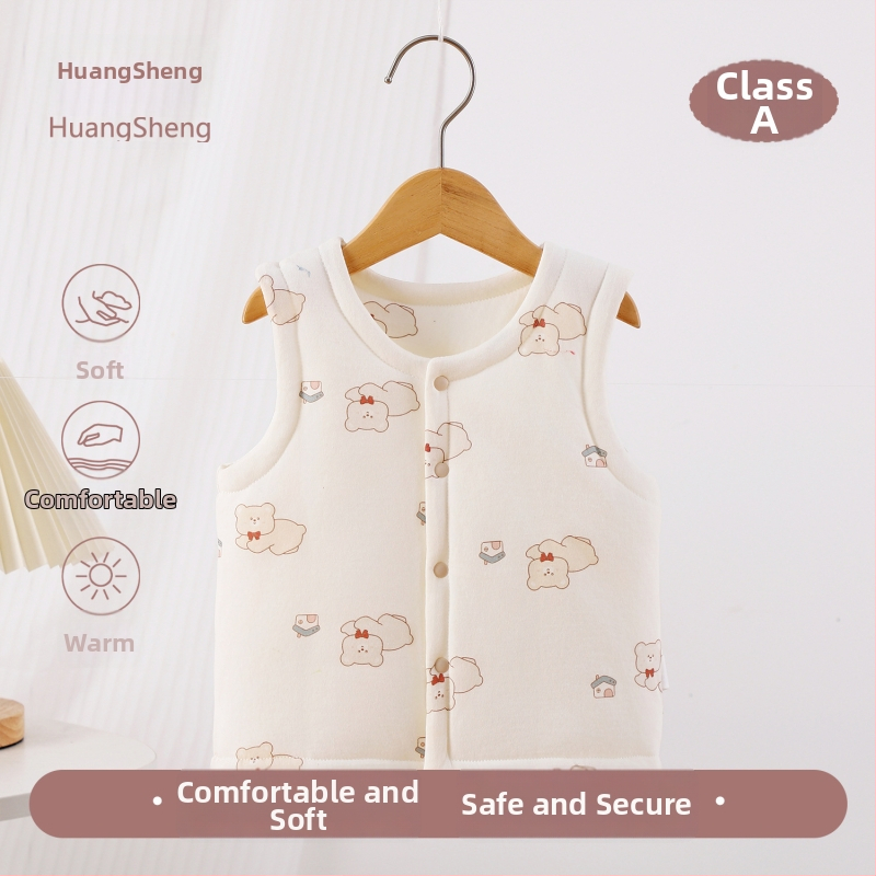 Laste puuvillane padi vest vooderduse, unisex, 0–12 kuu, sügis-talv, varrukatuta, karikatürimustriga