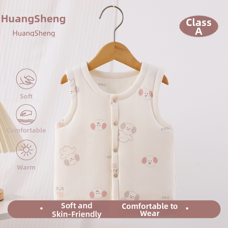 Laste puuvillane padi vest vooderduse, unisex, 0–12 kuu, sügis-talv, varrukatuta, karikatürimustriga