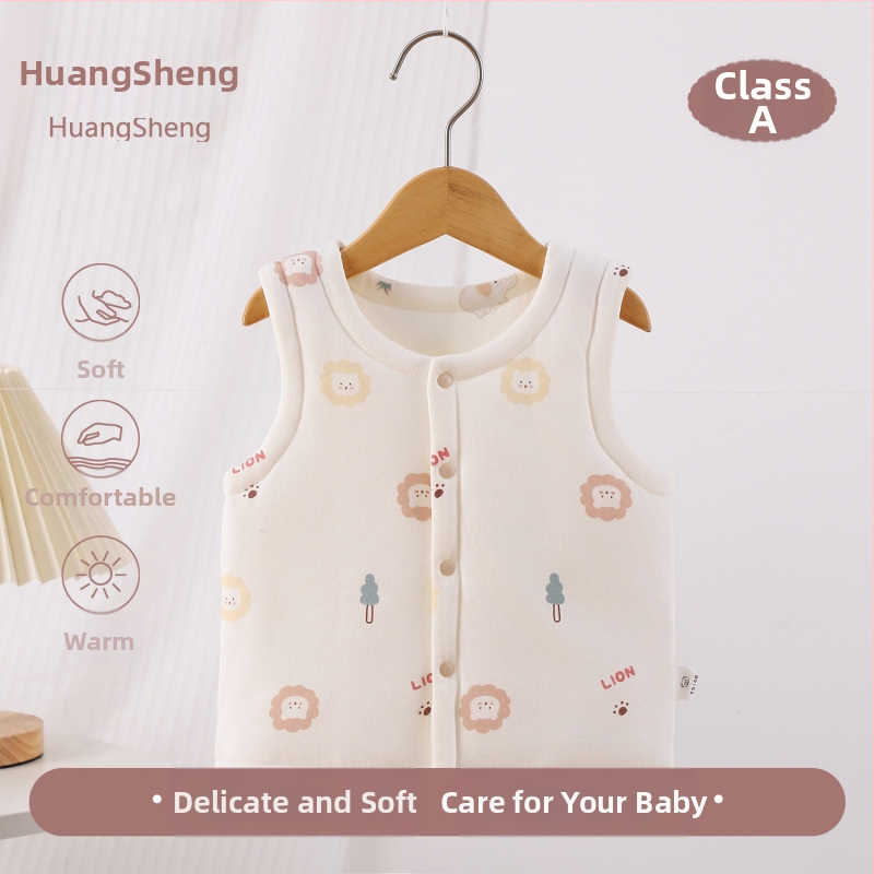 Laste puuvillane padi vest vooderduse, unisex, 0–12 kuu, sügis-talv, varrukatuta, karikatürimustriga