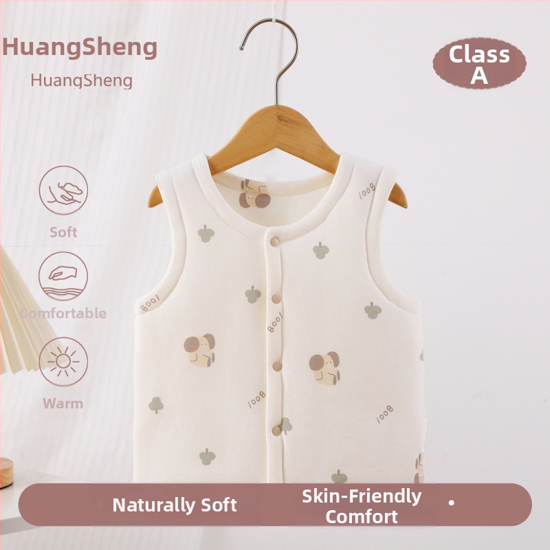 Laste puuvillane padi vest vooderduse, unisex, 0–12 kuu, sügis-talv, varrukatuta, karikatürimustriga