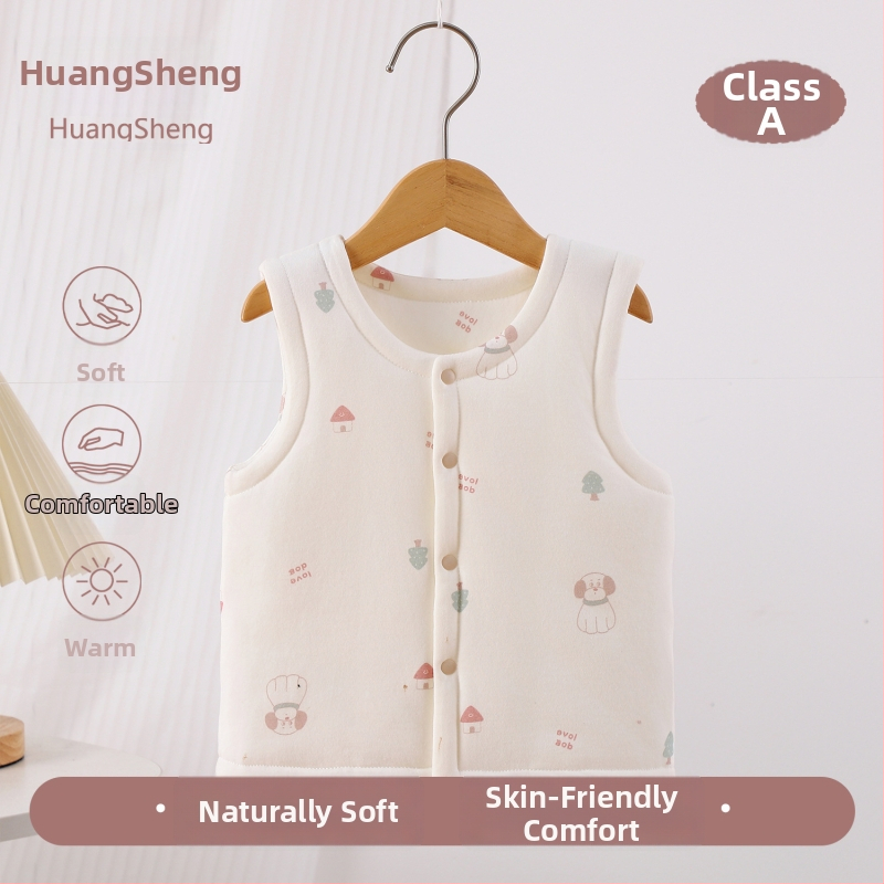 Laste puuvillane padi vest vooderduse, unisex, 0–12 kuu, sügis-talv, varrukatuta, karikatürimustriga