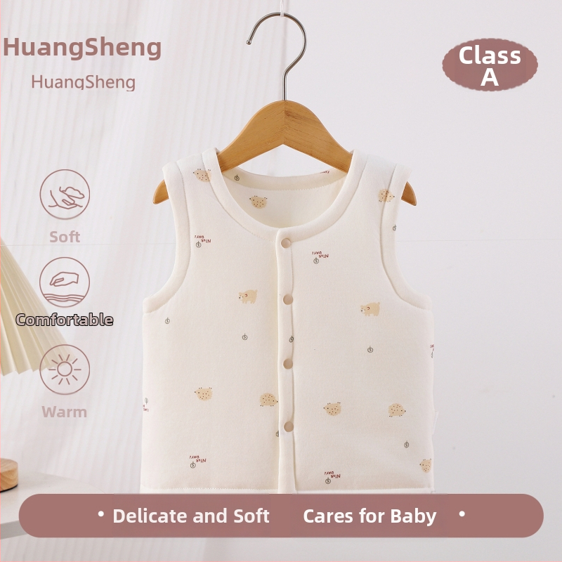 Laste puuvillane padi vest vooderduse, unisex, 0–12 kuu, sügis-talv, varrukatuta, karikatürimustriga