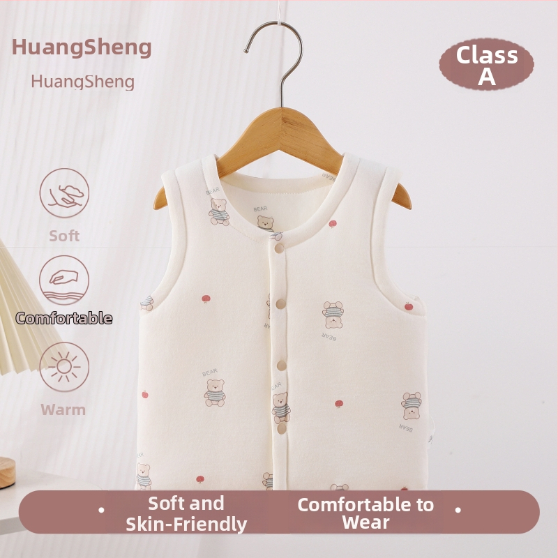 Laste puuvillane padi vest vooderduse, unisex, 0–12 kuu, sügis-talv, varrukatuta, karikatürimustriga