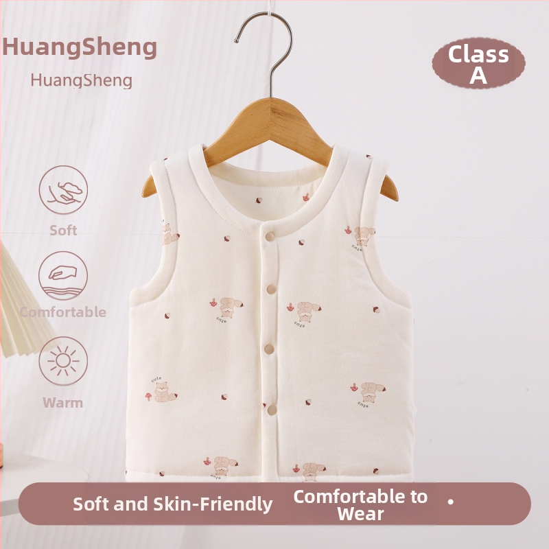 Laste puuvillane padi vest vooderduse, unisex, 0–12 kuu, sügis-talv, varrukatuta, karikatürimustriga