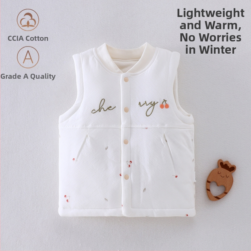 Laste puuvillane padi vest vooderduse, unisex, 0–12 kuu, sügis-talv, varrukatuta, karikatürimustriga