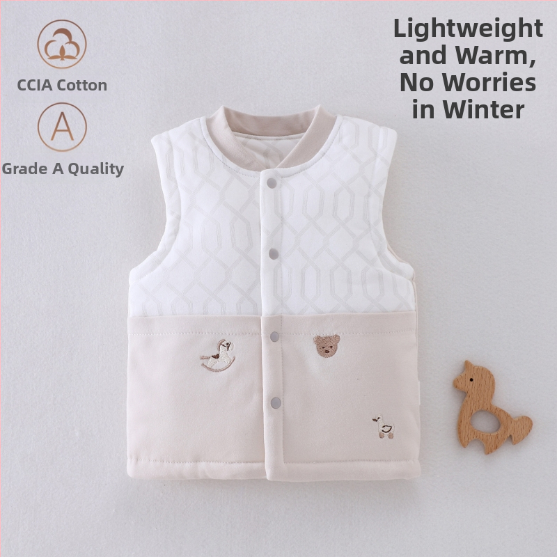 Laste puuvillane padi vest vooderduse, unisex, 0–12 kuu, sügis-talv, varrukatuta, karikatürimustriga