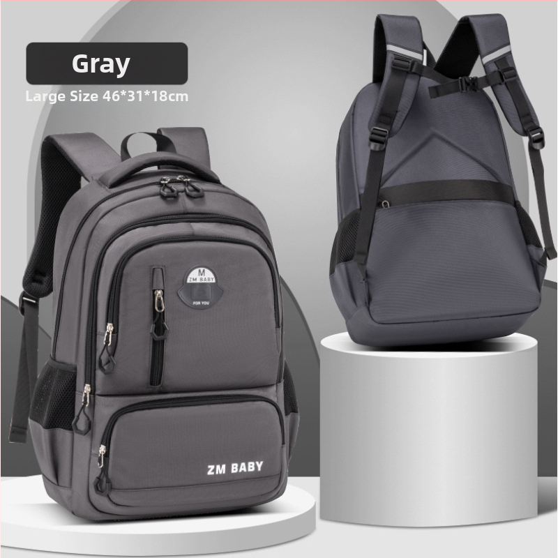 Skolas soma 1.–3. klases skolēniem – poliesters; elpojoša, ūdensnecaurlaidīga, ultra viegla, izturīga ar muguras aizsardzību; bērniem draudzīgs dizains; gaisa spilvenu siksnas