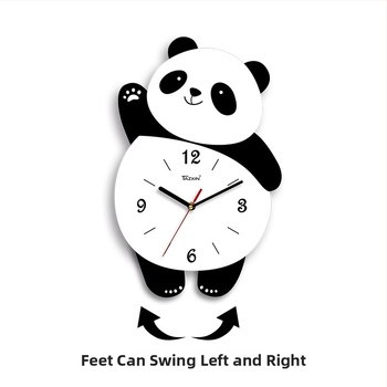 Panda tvarovaný nástenný hodiny do obývačky, pohyb sweep, batériové napájanie, MDF puzdro a ciferník, hrúbka 45 mm
