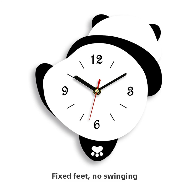 Panda tvarovaný nástenný hodiny do obývačky, pohyb sweep, batériové napájanie, MDF puzdro a ciferník, hrúbka 45 mm
