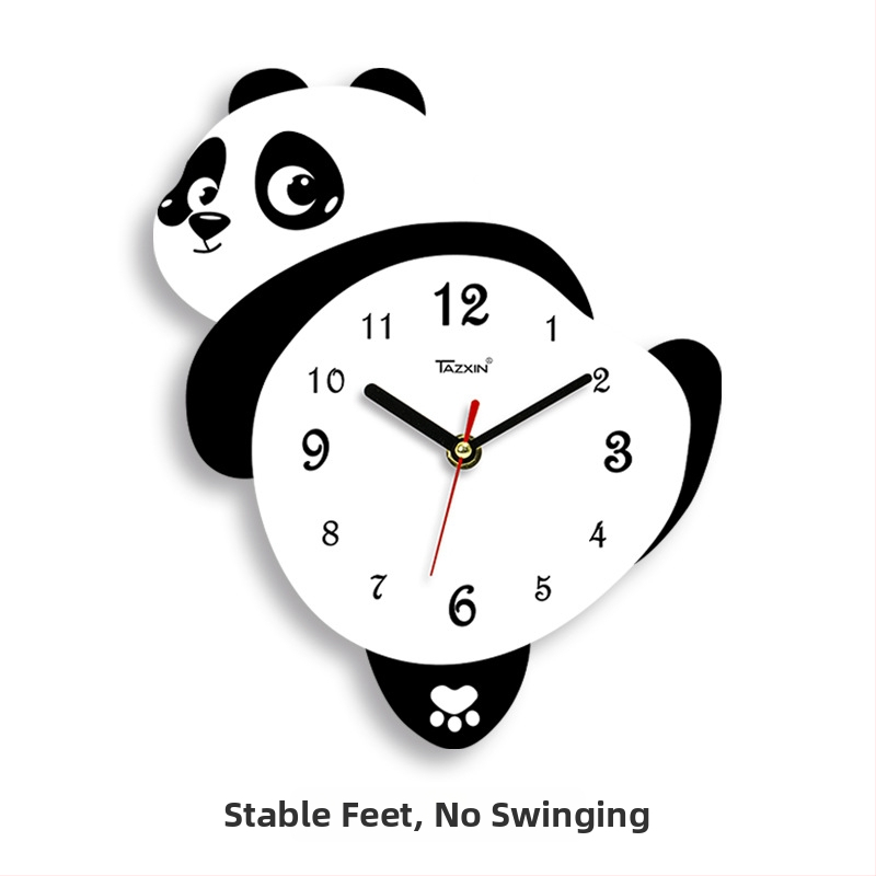 Panda tvarovaný nástenný hodiny do obývačky, pohyb sweep, batériové napájanie, MDF puzdro a ciferník, hrúbka 45 mm