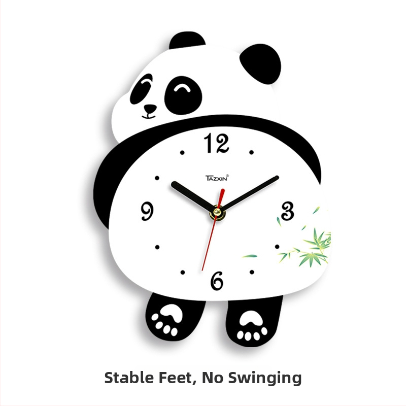 Panda tvarovaný nástenný hodiny do obývačky, pohyb sweep, batériové napájanie, MDF puzdro a ciferník, hrúbka 45 mm