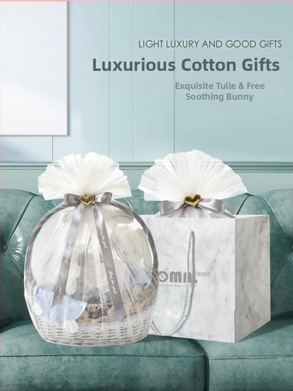 Naujagimių dovanų dėžutė - medvilnės drabužių komplektas kūdikiams su švelniu paviršiaus apdaila, daugiadalis komplektas (0–1 m., iki 80 cm)