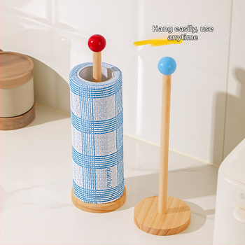 Drevený stojan na kuchynský papier a vreckovky – kruhový tvar, lesklý povrch, moderný minimalistický štýl