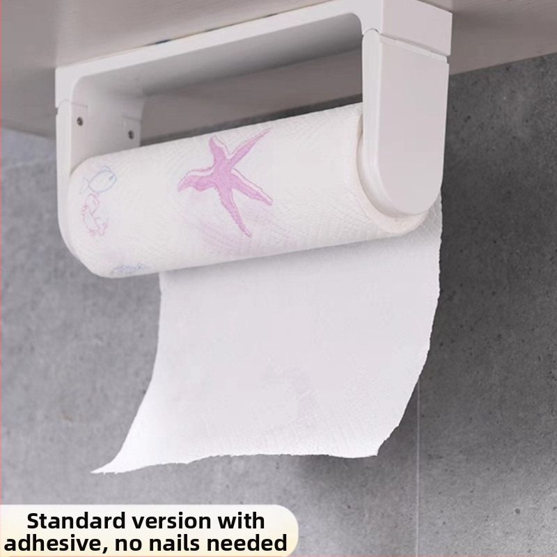 Nástenný držiak na kuchynský papier bez vŕtania, pod skrinkou, magnetický, plastový, štvorcový, moderný minimalistický štýl