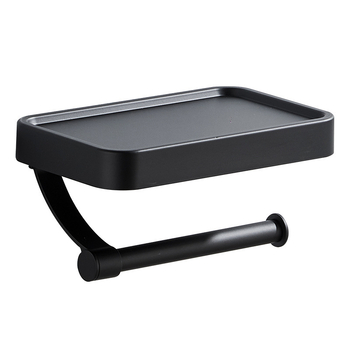 Nástenný hliníkový dvojposchodový držiak na toaletný papier a organizér na telefón, bez vŕtania, kúpeľňový regál