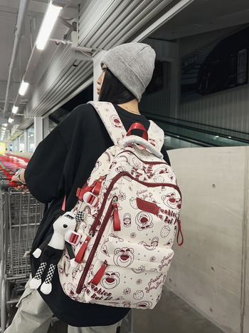 Училищна раница за ученици 5–6 клас; нейлон; водоустойчива, ултра лека и износоустойчива с презрамка с въздушна подложка; принт с животни, стил Modern Tide Cool.