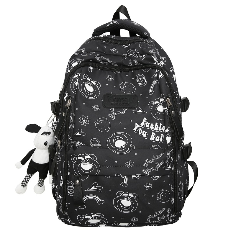 Училищна раница за ученици 5–6 клас; нейлон; водоустойчива, ултра лека и износоустойчива с презрамка с въздушна подложка; принт с животни, стил Modern Tide Cool.