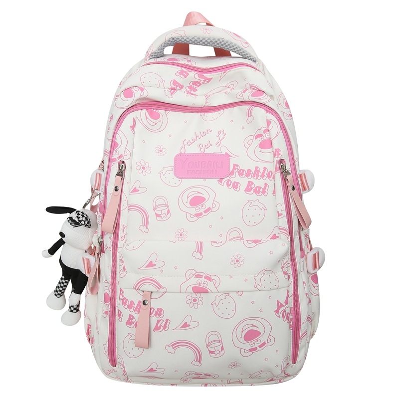 Училищна раница за ученици 5–6 клас; нейлон; водоустойчива, ултра лека и износоустойчива с презрамка с въздушна подложка; принт с животни, стил Modern Tide Cool.