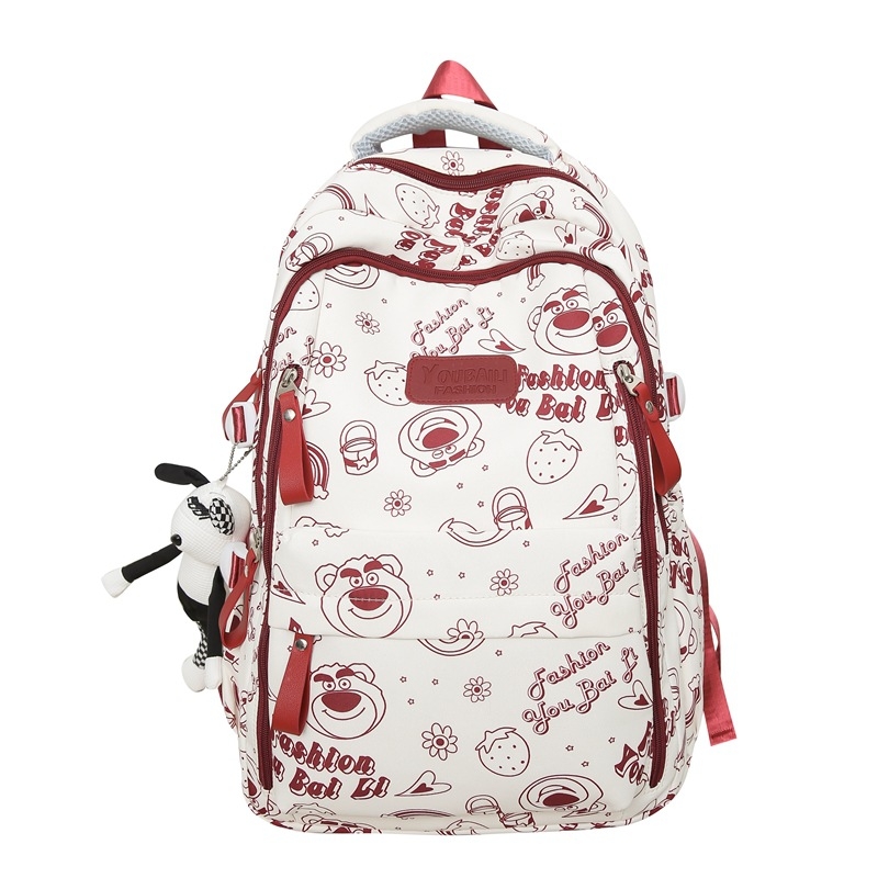 Училищна раница за ученици 5–6 клас; нейлон; водоустойчива, ултра лека и износоустойчива с презрамка с въздушна подложка; принт с животни, стил Modern Tide Cool.