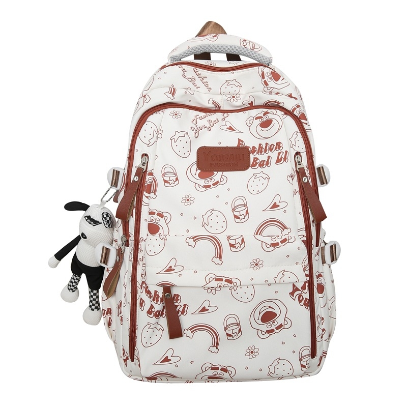 Училищна раница за ученици 5–6 клас; нейлон; водоустойчива, ултра лека и износоустойчива с презрамка с въздушна подложка; принт с животни, стил Modern Tide Cool.