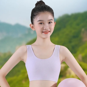 Meitenēm paredzēts kokvilnas divslāņu top, bez metāla stieples, 8–16 gadi