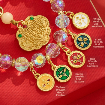 Automobilio pakabukų dekoracija su glazūruoto stiklo abakusu ir Turtingumo Dievu, Kinijos stilius, žvaigždžių/saulės/mėnulio motyvai