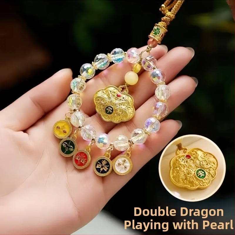 Automobilio pakabukų dekoracija su glazūruoto stiklo abakusu ir Turtingumo Dievu, Kinijos stilius, žvaigždžių/saulės/mėnulio motyvai