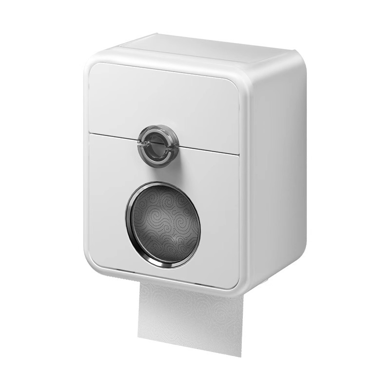 Fali vécépapírtartó és papírdoboz, fúrás nélkül, vízálló, PP anyag, fürdőszoba