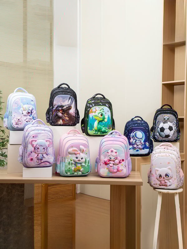 Карикатурна раница за ученици от началното училище — голям капацитет, Oxford материя, дишаща и водоустойчива, изключително лека, презрамки с въздушна възглавничка