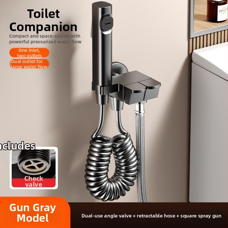 WC loputusspreipüstol seinale kinnitatud vasknurgaventiliga, 1,5 MPa, G1/2, Toilet Companion, kaasaegne minimalistlik stiil