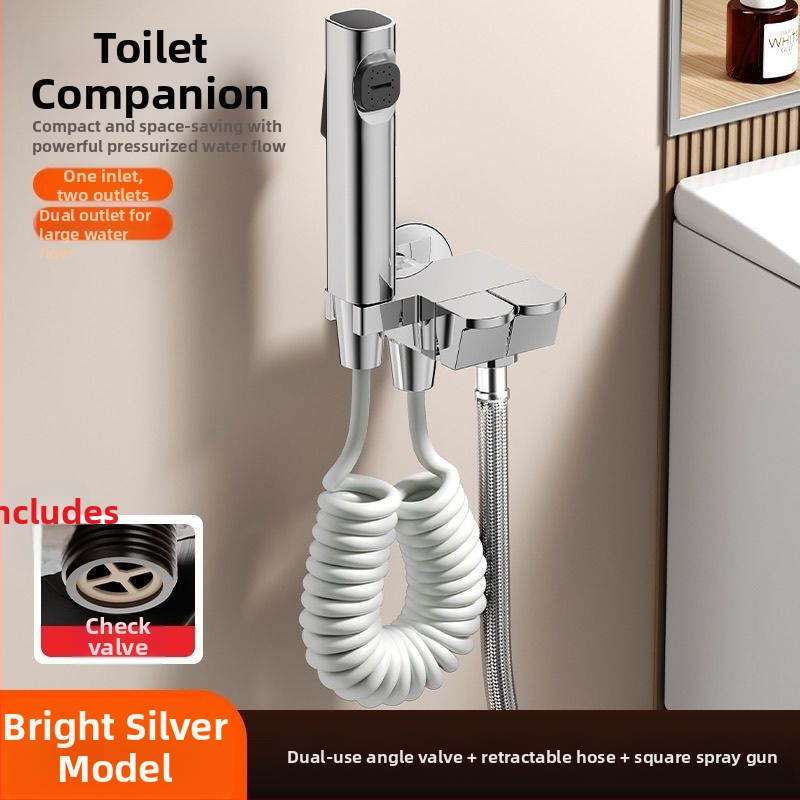 WC loputusspreipüstol seinale kinnitatud vasknurgaventiliga, 1,5 MPa, G1/2, Toilet Companion, kaasaegne minimalistlik stiil