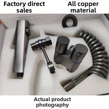 Sprchová pištoľ na WC s funkciou jedného vstupu a dvoch výstupov, vysoký tlak, mosadzné telo, montáž s gombom, model 1123