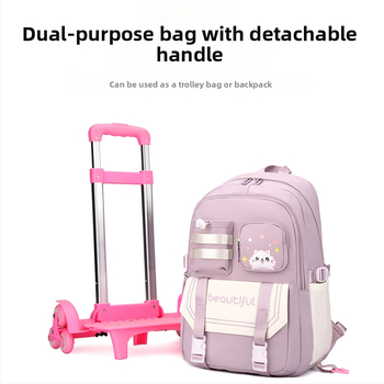 Mokyklinė kuprinė su ratukais, didelės talpos (Oxford audinys, kvėpuojantis, atsparus vandeniui, itin lengvas, oro pagalvės diržas)