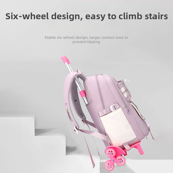 Mokyklinė kuprinė su ratukais, didelės talpos (Oxford audinys, kvėpuojantis, atsparus vandeniui, itin lengvas, oro pagalvės diržas)