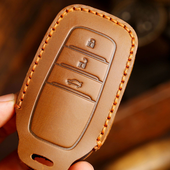 Auto võtmeümbris – Topeltõmblus, lehma nahk; Sobib Toyota Corolla, Avalon, Camry, C-HR, Levin, RAV4; Bränd hallmo