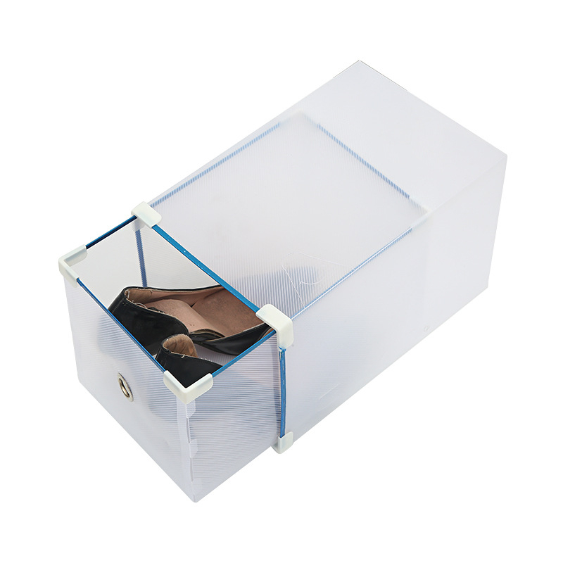 Box na topánky s kovovým okrajom a zásuvkou — jednoduchý a moderný úložný box, priehľadný PP (PP; Zásuvkový; Jednoduchý/Moderný; Priehľadný; Hmotnosť 0,45 kg)