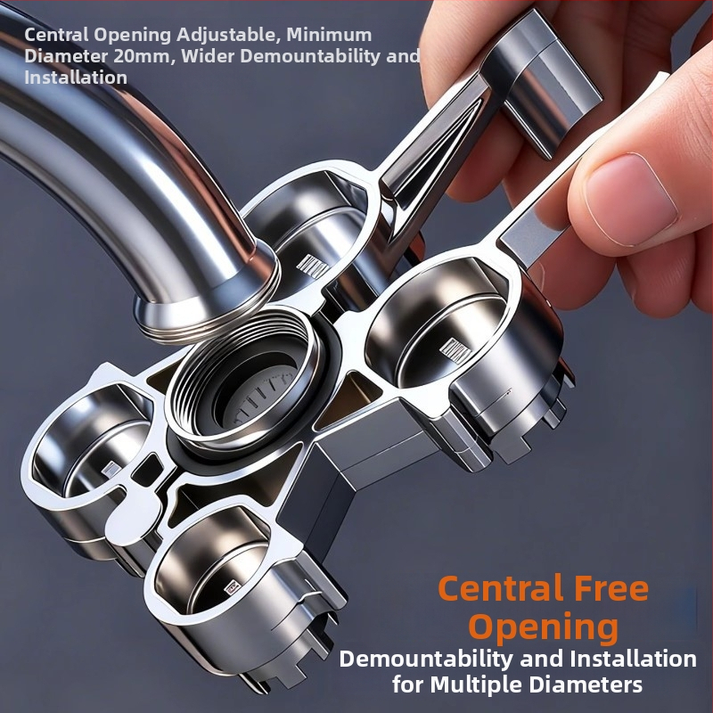 Daudzfunkcionāla krāna aeratora atslēga demontāžai, ventila kodola uzstādīšanai un remontam (lējums, mūsdienīgs minimālisma stils)