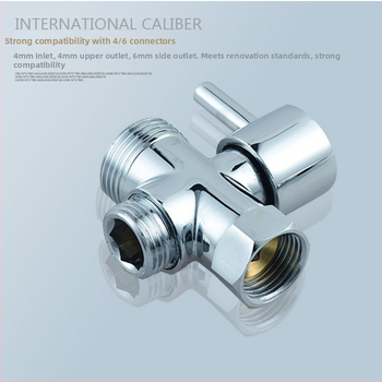 Meďný trojcestný rozdeľovač vody s rýchlym otvorením, vstup 1, výstup 2, pre sprchu a umývadlo (Materiál: Meď; Konfigurácia: 1In / 2Out; Rýchle otvorenie)