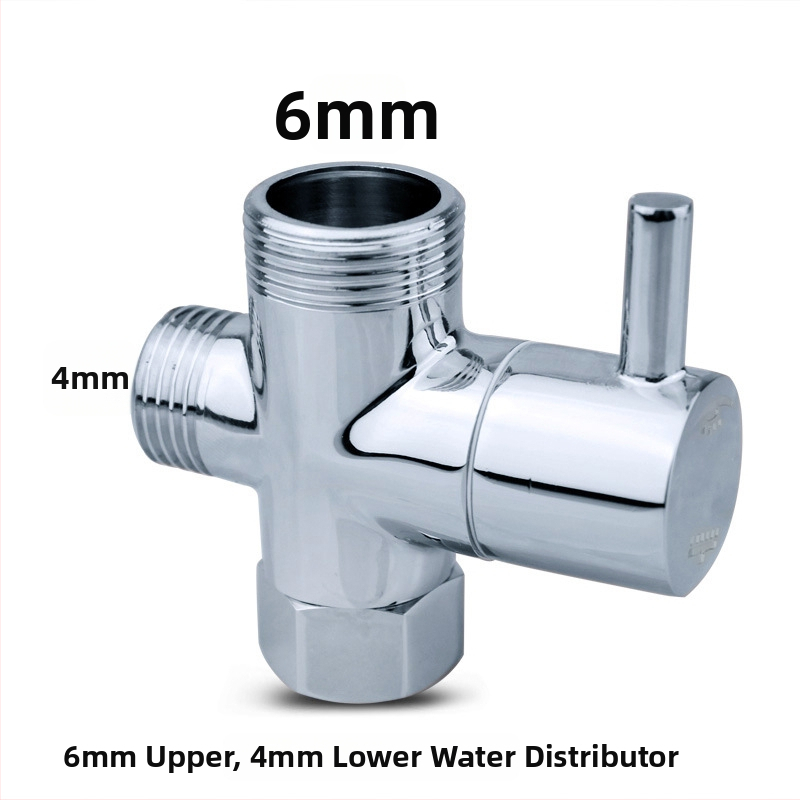 Meďný trojcestný rozdeľovač vody s rýchlym otvorením, vstup 1, výstup 2, pre sprchu a umývadlo (Materiál: Meď; Konfigurácia: 1In / 2Out; Rýchle otvorenie)