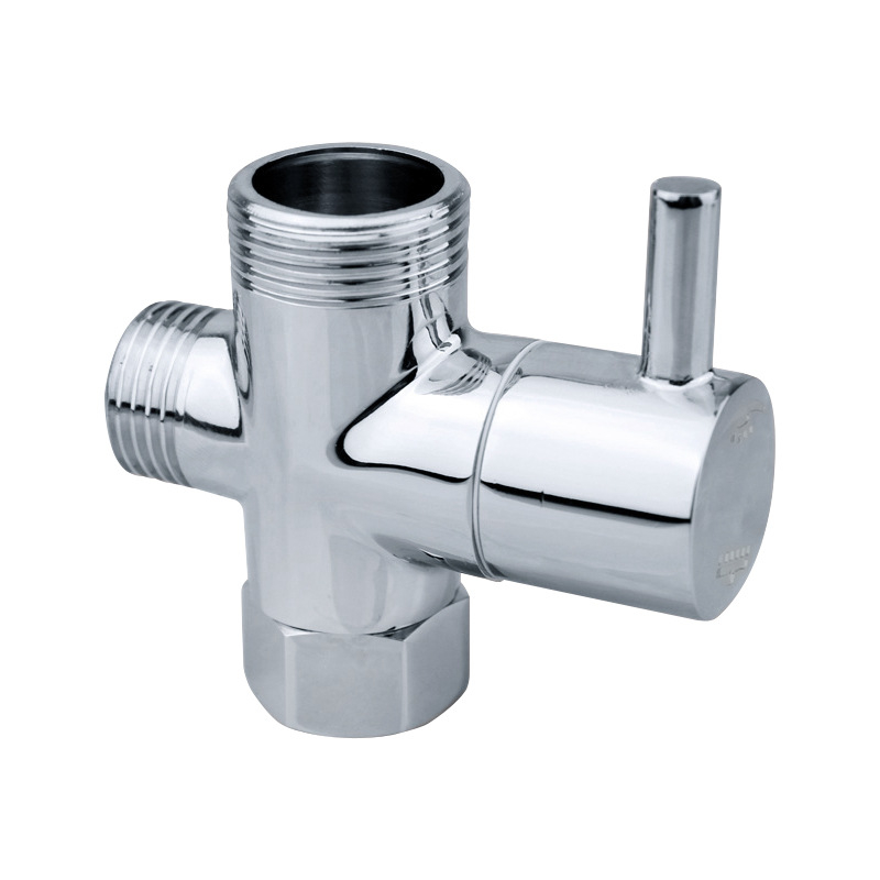 Réz háromutas víz-elosztó gyorsnyitású szeleppel, bemenet 1, kimenet 2, zuhanyzóhoz és mosdóhoz (Anyag: Réz; Konfiguráció: 1 bej / 2 ki; Gyorsnyitás)