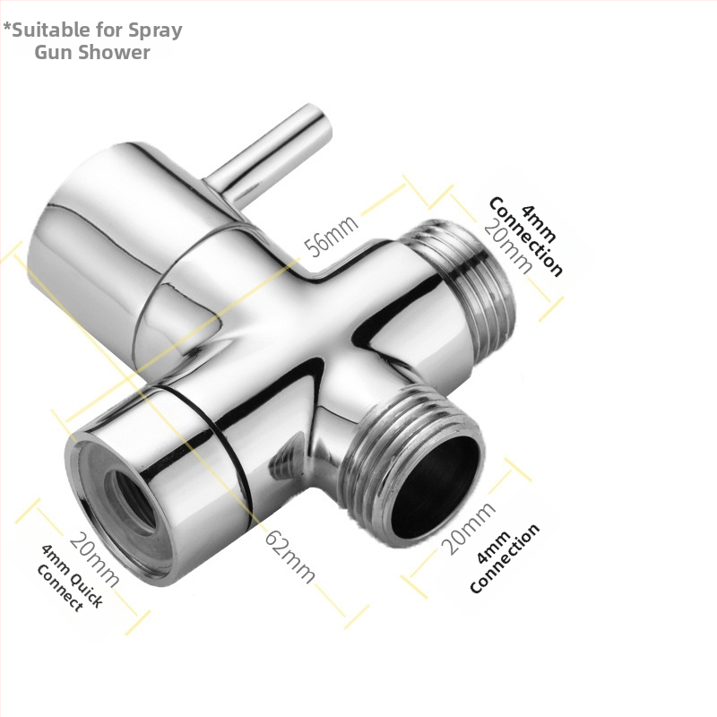 Meďný trojcestný rozdeľovač vody s rýchlym otvorením, vstup 1, výstup 2, pre sprchu a umývadlo (Materiál: Meď; Konfigurácia: 1In / 2Out; Rýchle otvorenie)