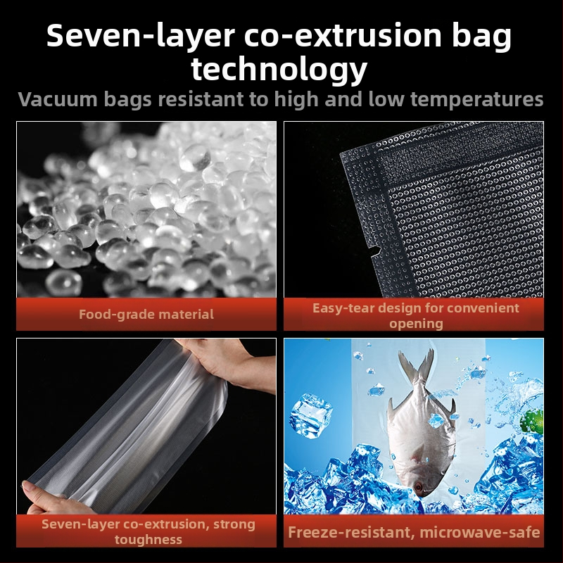 Nailoninė vakuuminė pakuotė šviežumo išsaugojimui, mikrobangų saugi, -60°C iki 100°C, sterilizacija, antibakterinis